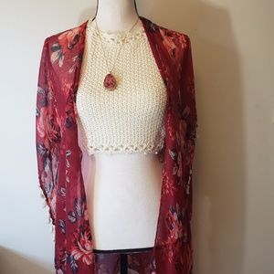 NWT White Crochet Crop Top Size L